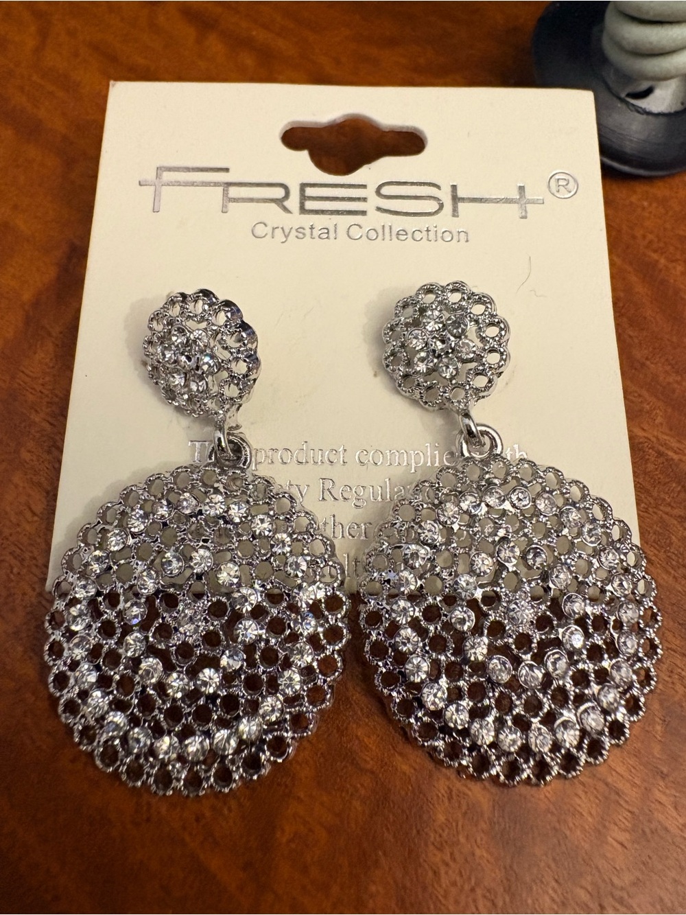 fresh Silver-Tone Crystal Filigree Drop Earrings